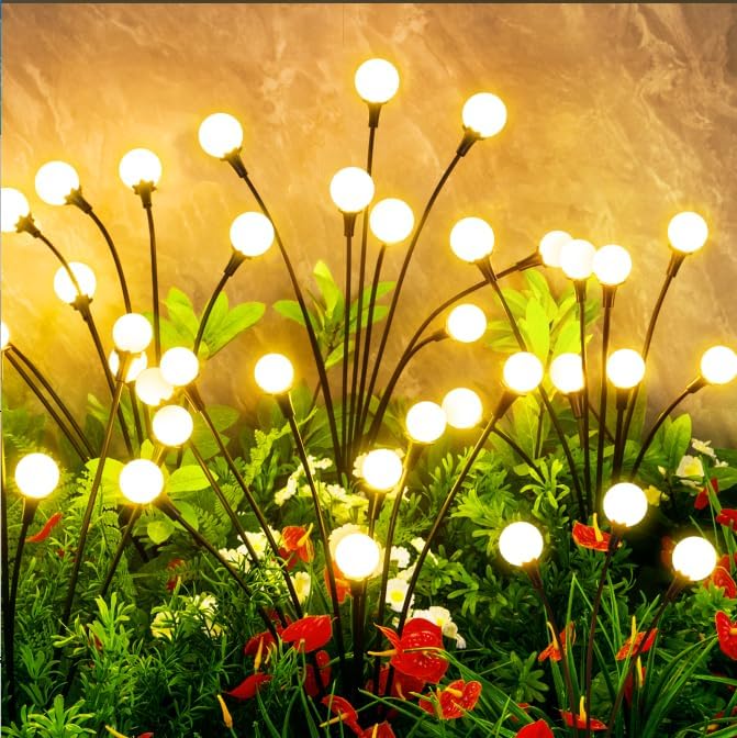 10 Pack Solar Garden Lights, 80 LED, Firefly Style, Waterproof
