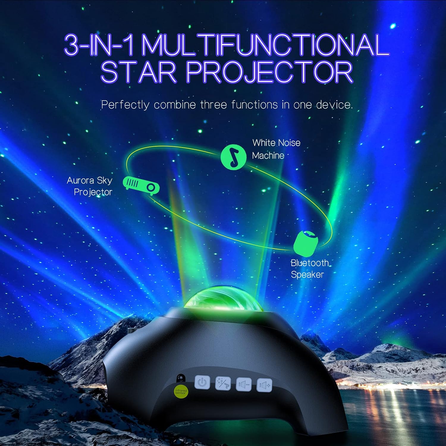 Aurora Projector with 33 Light Effects and Star Mode