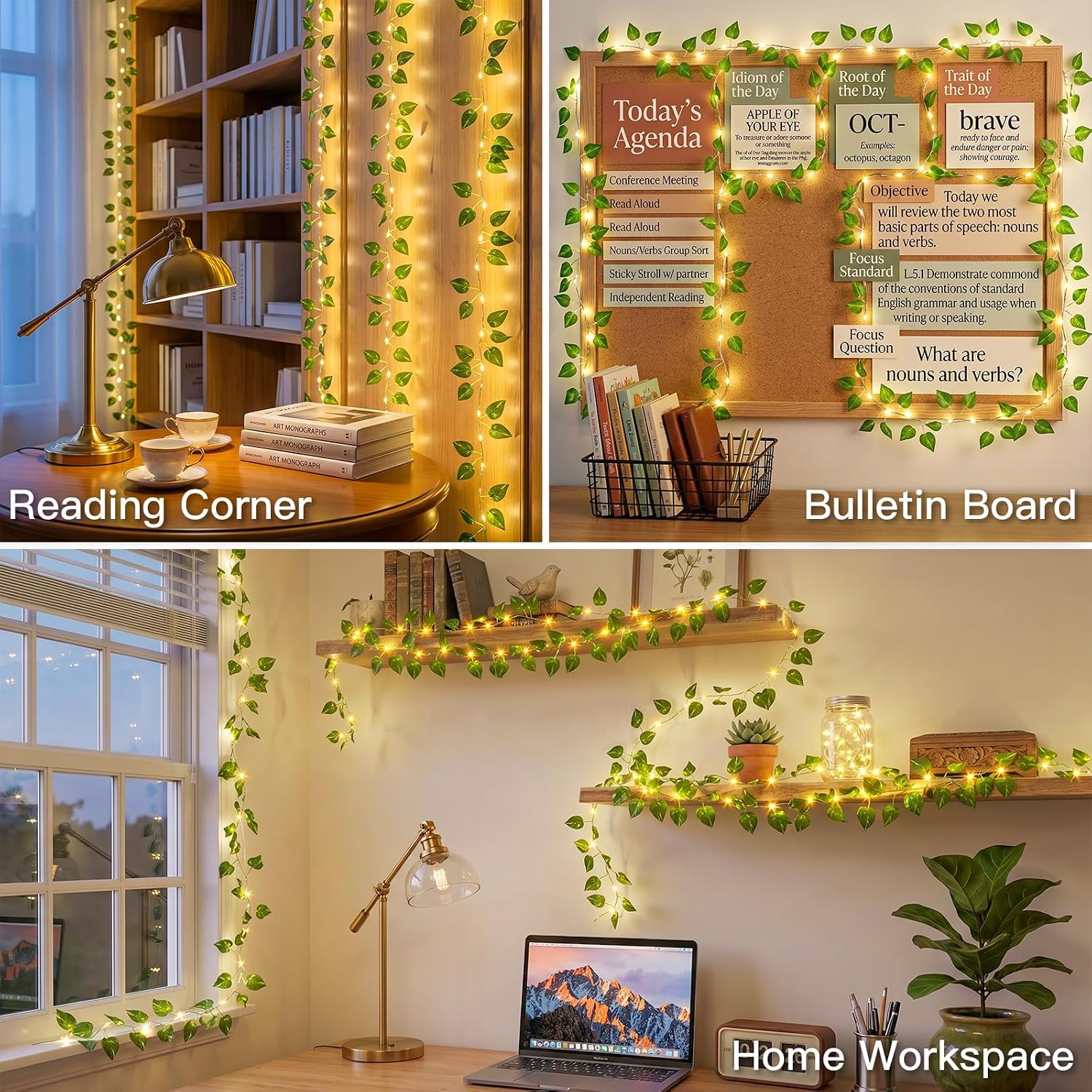 Pothos Vine Fairy Lights 33 ft, 100 LED, Battery with Remote