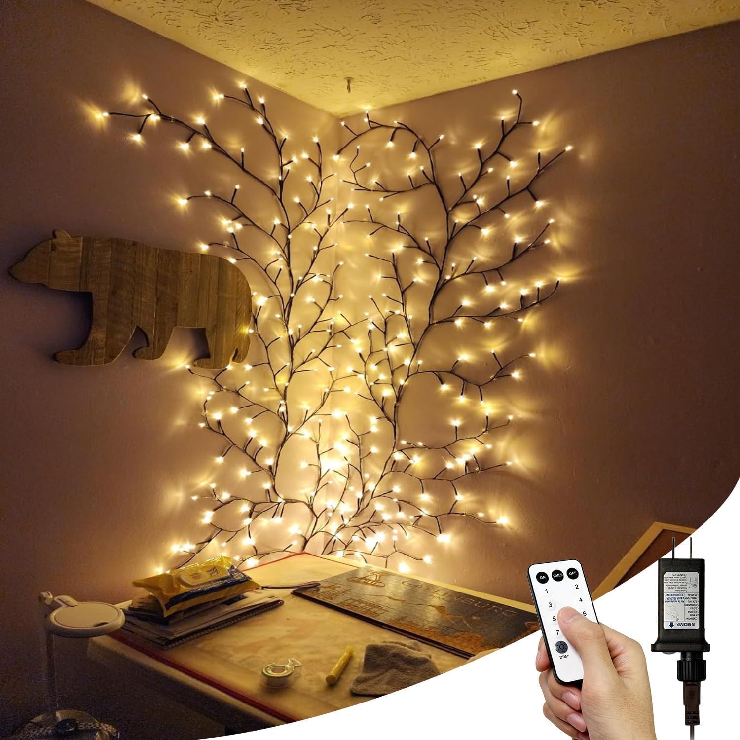 Willow Vine Lights with Remote, 18 Strands for Indoor Decor